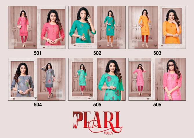 Pearl 5 Ethnic Regular Wear Designer chiken Printed Kurtis Collection
